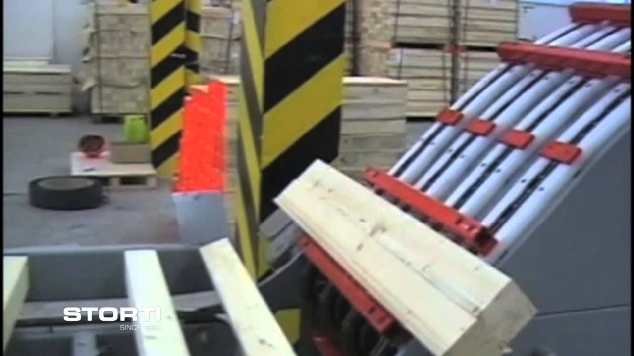 STORTI Sawmill line with prismatic saw mod. PGS 350 and automatic board stacker mod. APT Fast 15