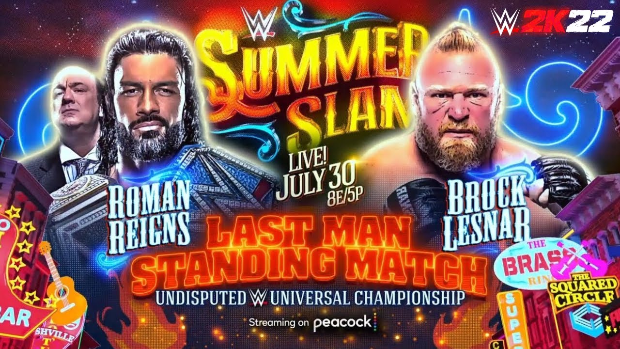 Brock Lesnar vs Roman Reigns Last Man Standing SummerSlam | WWE 2K22 Simulation