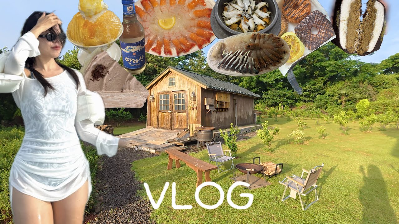 [VLOG] 제주 딱새우+소주 러닝여행🐷 (600평 숙소, 원정헬스, 아롬베이크, 진진제과, 티나케이크, 한아름정육마트, 랜디스도넛)