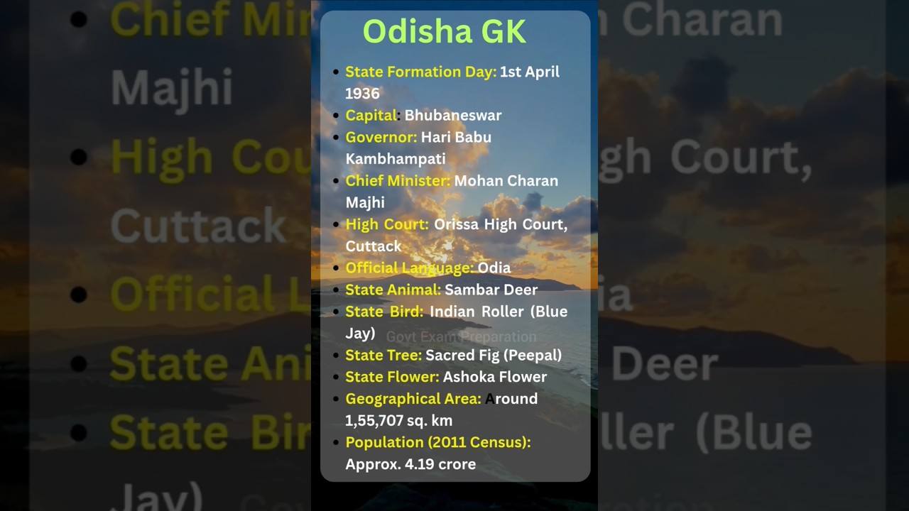 Odisha GK | General Fact about Odisha for Competitive Exam 