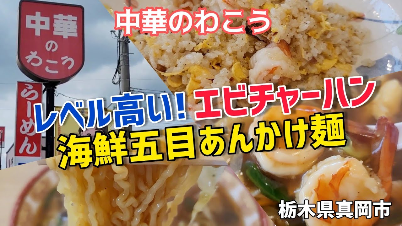 栃木県真岡市【中華のわこう】老舗中華飯店で絶品の ●海鮮五目あんかけ麺  ●エビチャーハン!!