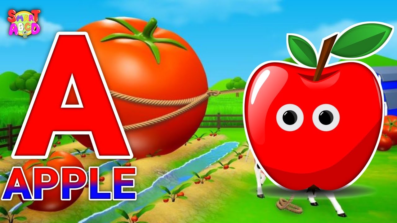 Phonics Song 2 with TWO Words in 3D - A For Apple🍎🍏- ABC Alphabet Songs with Sounds for Children's