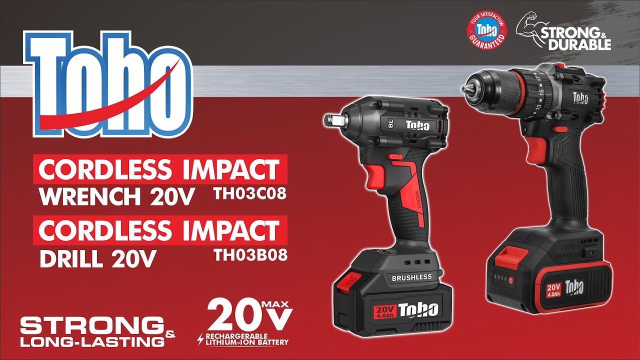 TOHO CORDLESS IMPACT DRILL 20V & CORDLESS IMPACT WRENCH 20V