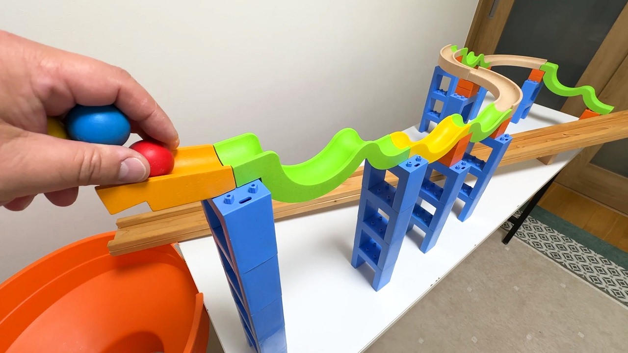 Marble Run Race☆TrixTrack & Big Orange Croon and Small Billiard Balls