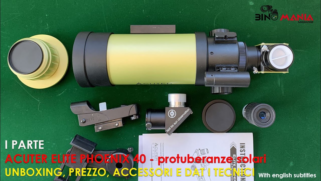 Telescopio H-ALPHA Acuter Elite Phoenix 40: I parte, unboxing, prezzo, accessori, prime impressioni