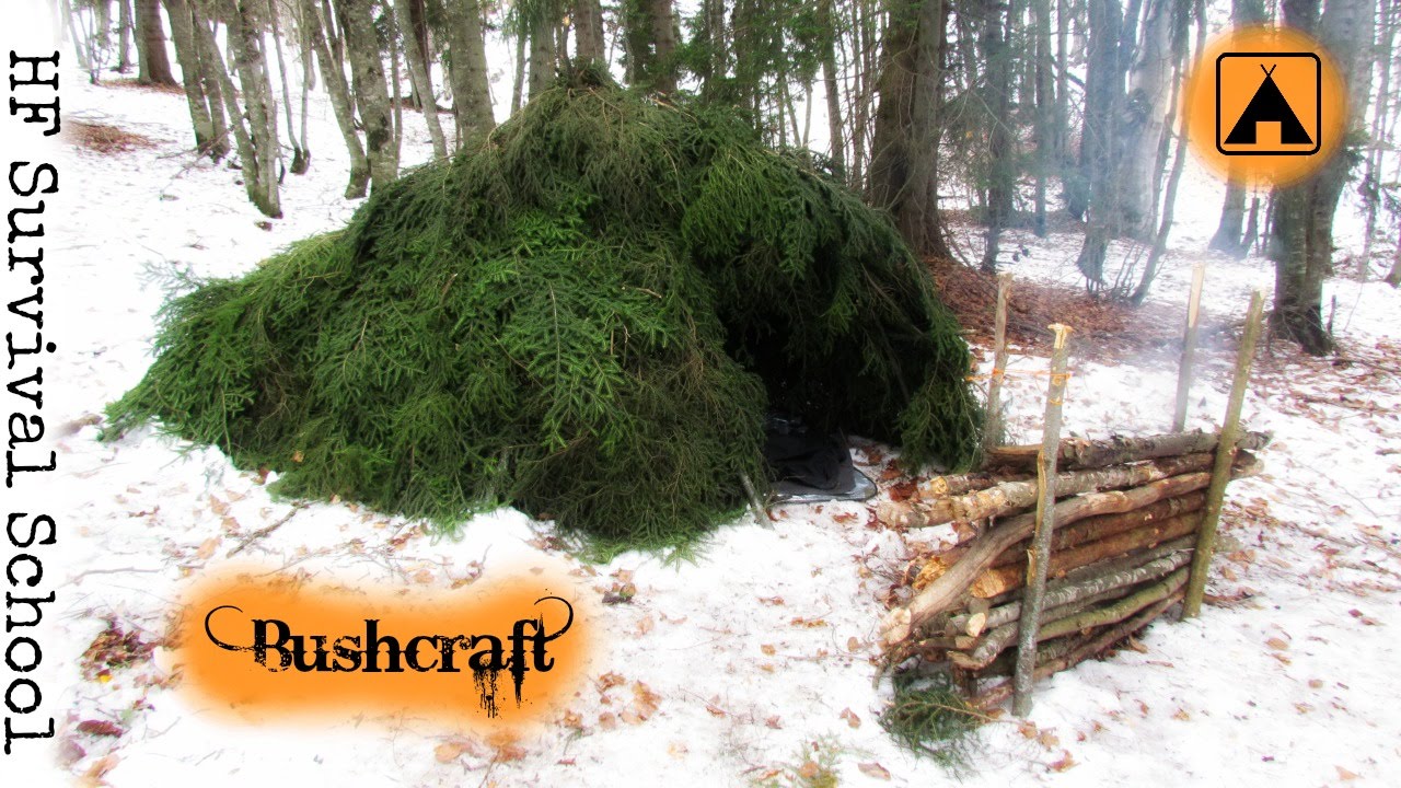 NEW! How to make a Winter Survival Shelter - Mountain Hut - Solo Bushcraft / Survival Overnight