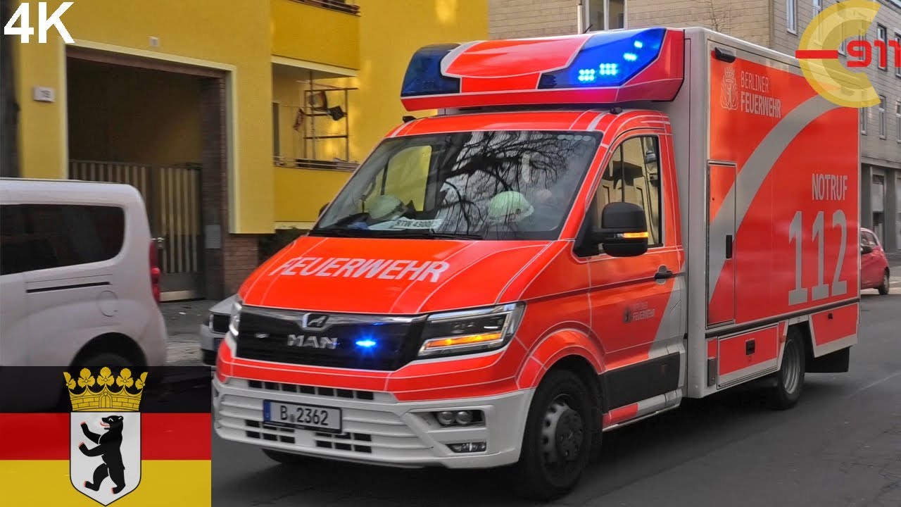 [BERLIN] Prototyp | MAN TGE 5.180 | RTW 4300/1 + RTW 1100/1 auf Einsatzfahrt | Berliner Feuerwehr