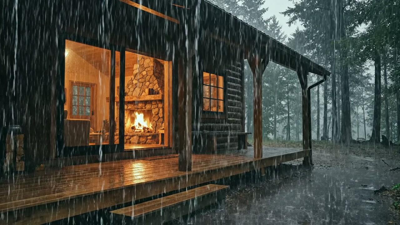 Chuva Tropical e Trovão ⚡ Barulho de Chuva no Parque deserto para Dormir - Ambiente de Chuva Noturna