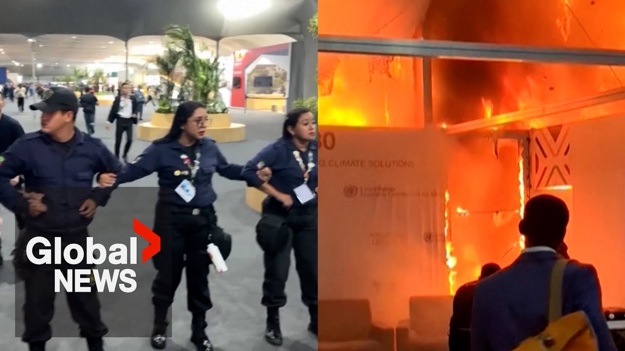 Fire breaks out at COP30 pavilion prompting evacuation as climate talks drag
