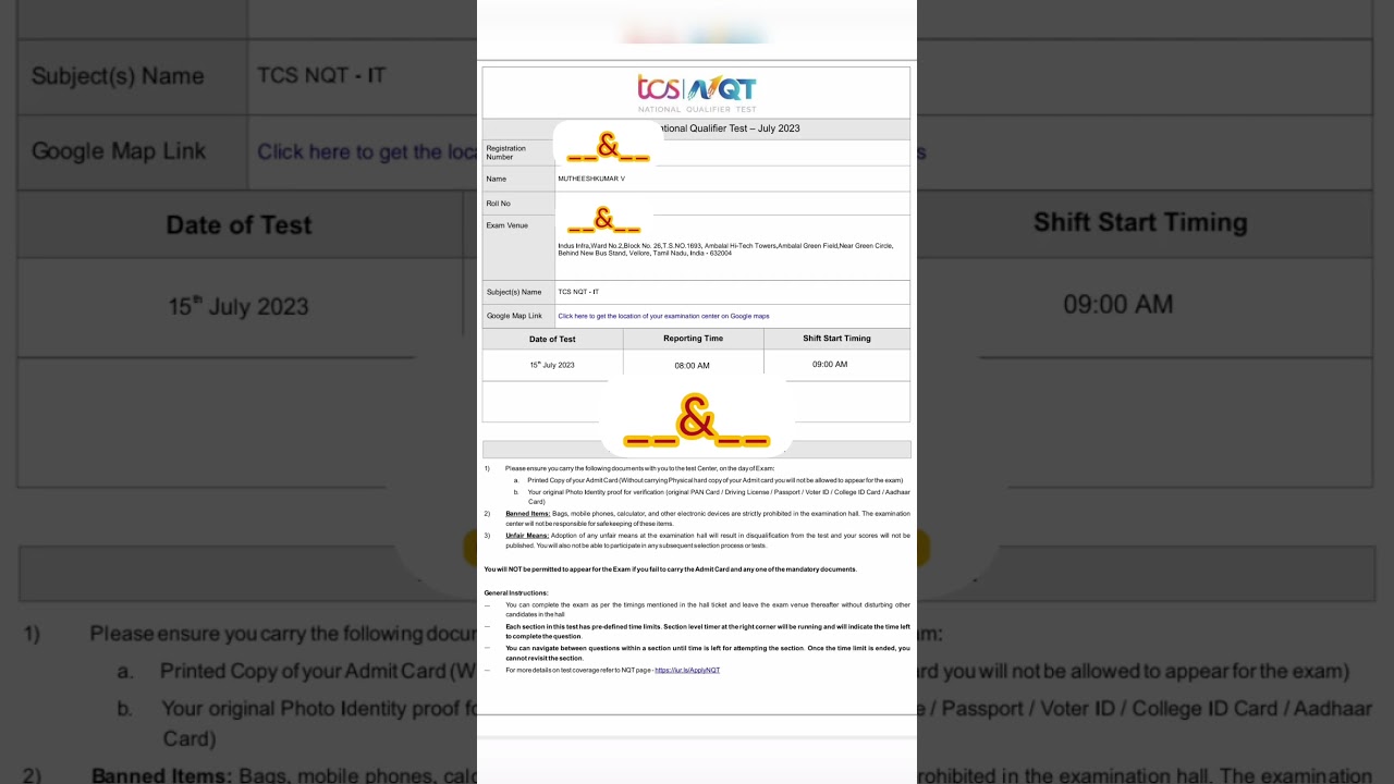 TCS NQT  15-july-2023 Exam