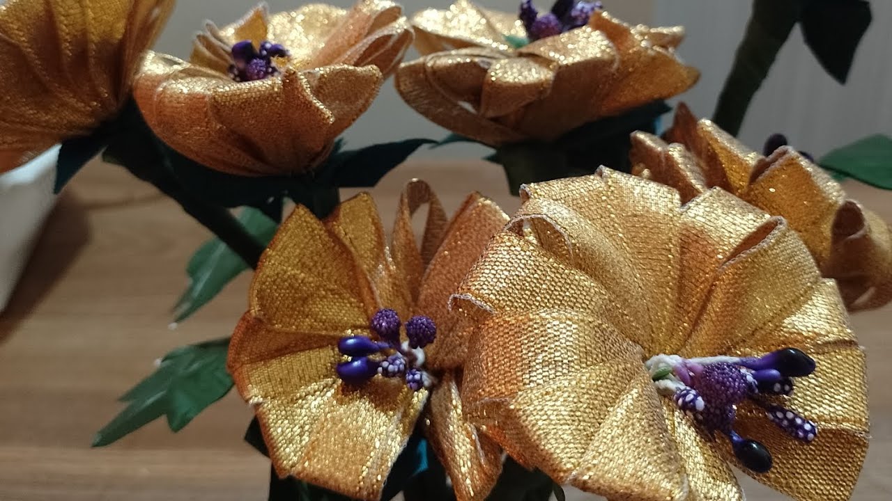 Craft:Zinnia flower making with ribbon paper 