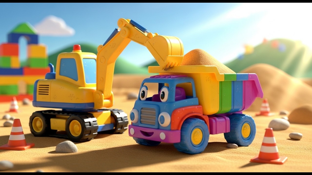 Toy Excavator Loading Sand into Dump Truck! Fun Construction 🚜🚛🏗️ | 3D Kids Fun Story