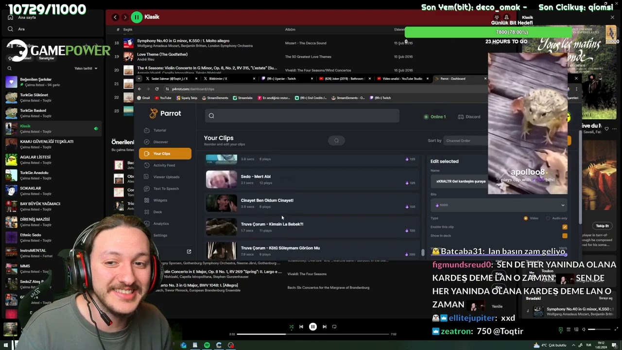 Toqtir chat yayına parrotlarla darbe yapıyor