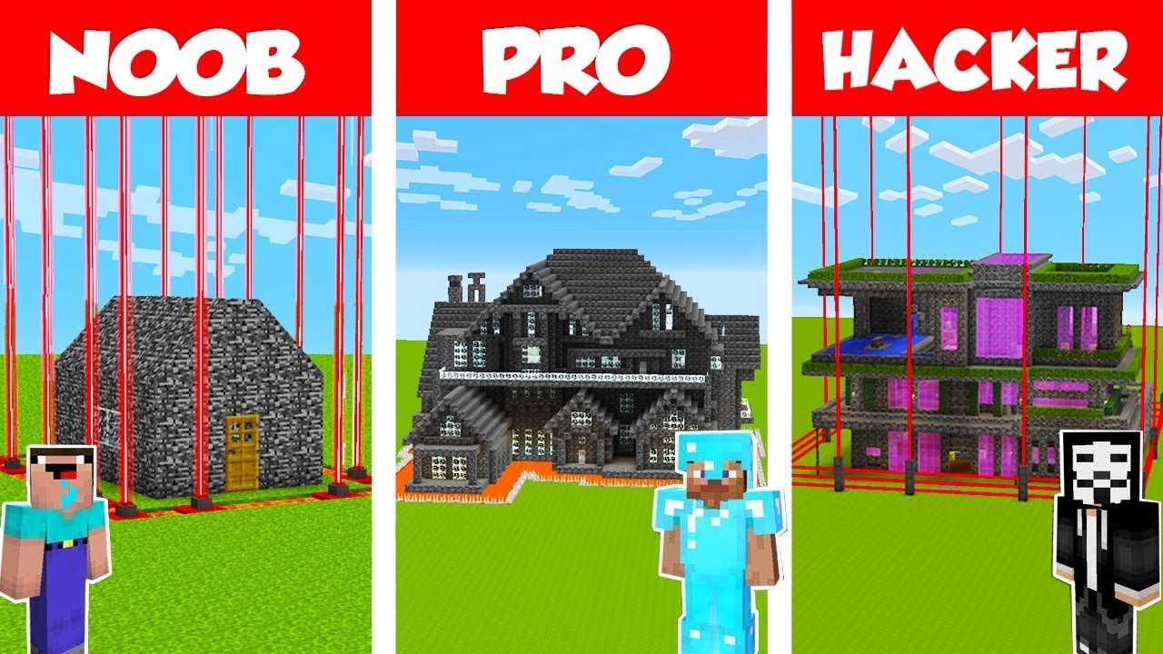 Minecraft PRO vs NOOB vs HACKER: SAFEST BEDROCK HOUSE CHALLENGE in Minecraft / Animation