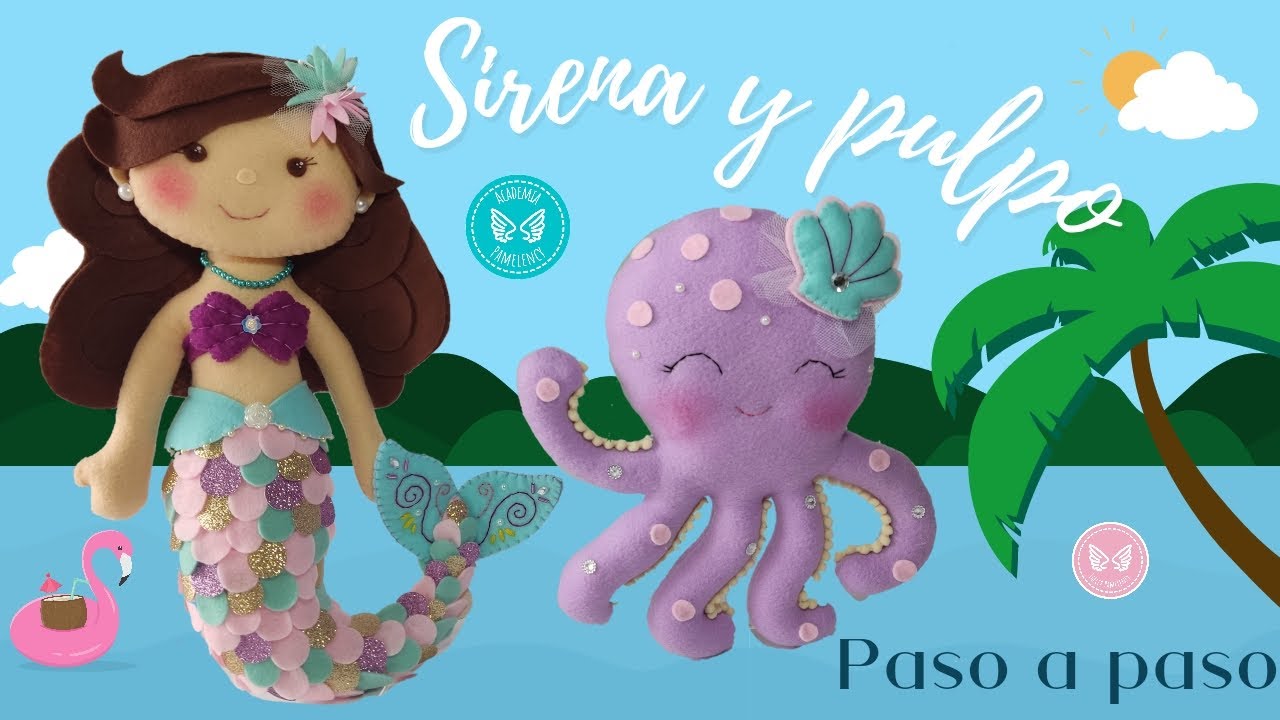 Paso a paso Sirena y pulpo en paño lency/ fieltro. 🧜‍♀️💞