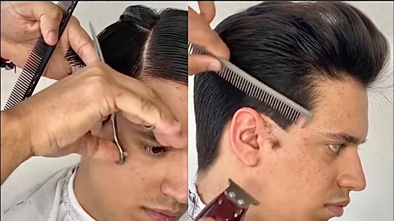 Como hacer un corte de pelo a tijera para hombre paso a paso #barber #hairstyle #clasico #pompadour