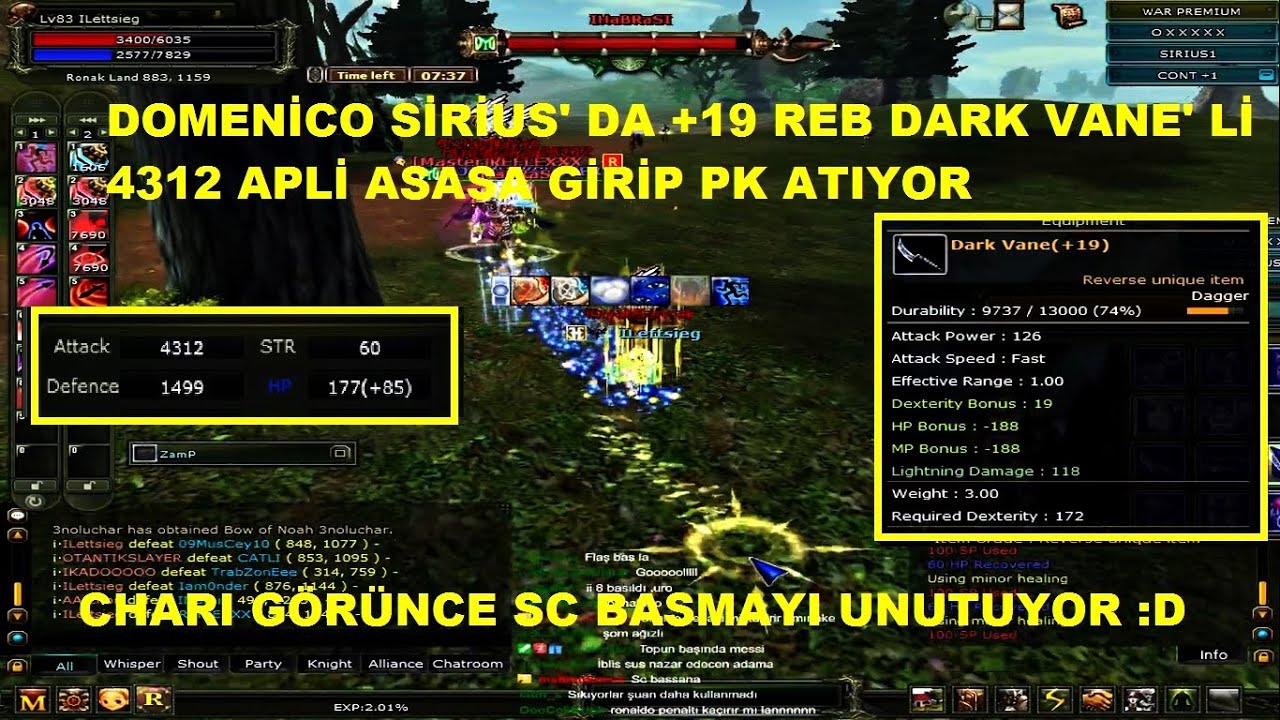 Domenico Sirius' da +10 Shard' lı +19 Reb Dark Vane' li Asas Chara Girip Pk Çıkıyor - Knight Online