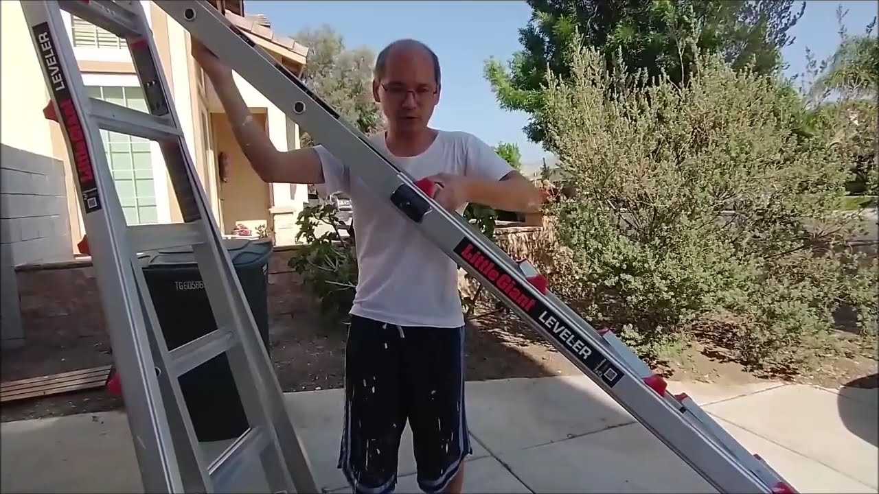 How to use the 26 feet Little Giant Ladder on stair and measure how tall the ladder actually is