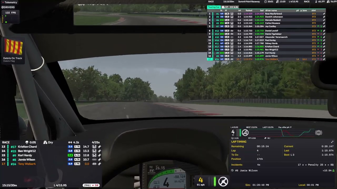 TCR Virtual Challenge 20 min race on Iracing  S1W7 2026 at Summit Point Raceway in Hyundai Veloster