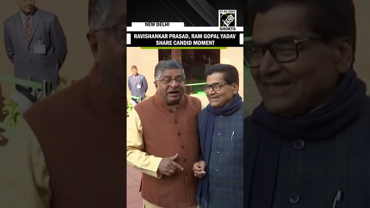 Ravishankar Prasad, Ram Gopal Yadav share candid moment at Parliament premises
