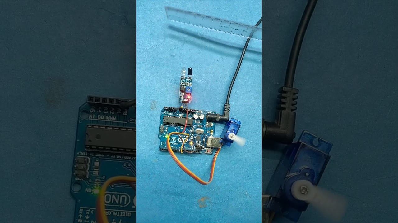 servo motor position control with Arduino and IR proximity sensor #arduino #electronic  #circuit