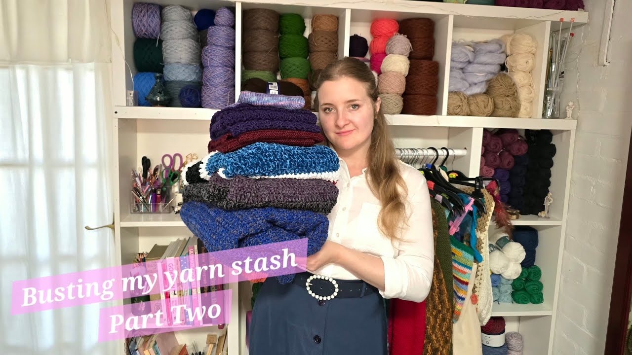Project Vlog -Busting my yarn stash part two✂️🧶🧵🪡♻️🩷🛍🎶 #yarn #crochet #knittig #hobby #yarnlove 