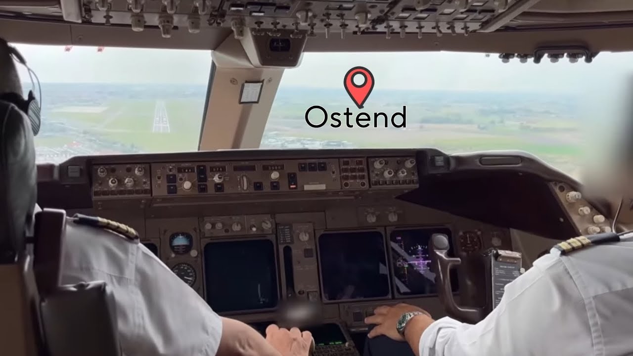 Boeing 747 Aircraft Landing  | Cockpit View | Ostend Belgium 🇧🇪