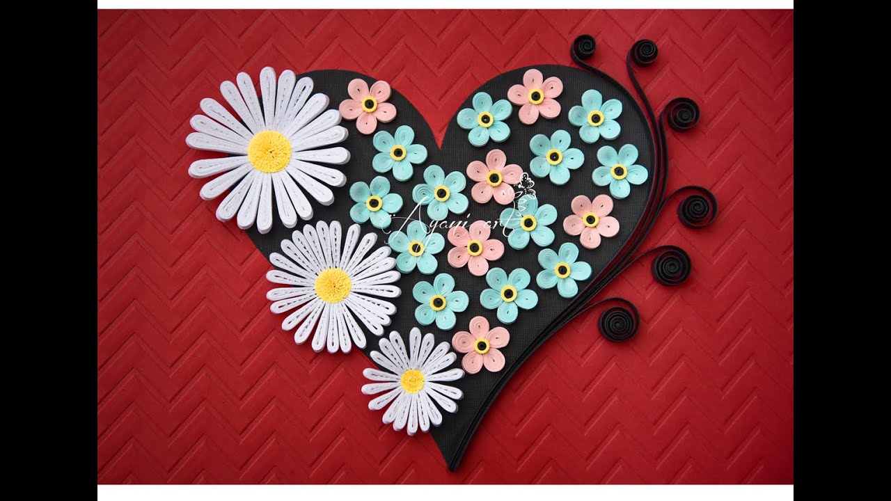 Tutorial Quilling - Corazón de Flores Filigrana de Papel