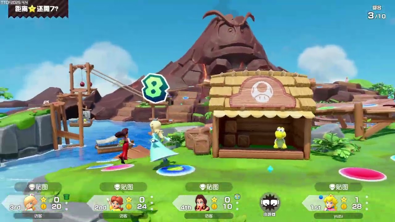 Super Mario Party Jamboree - team girls in Goomba Lagoon but Peach wins at the end of board