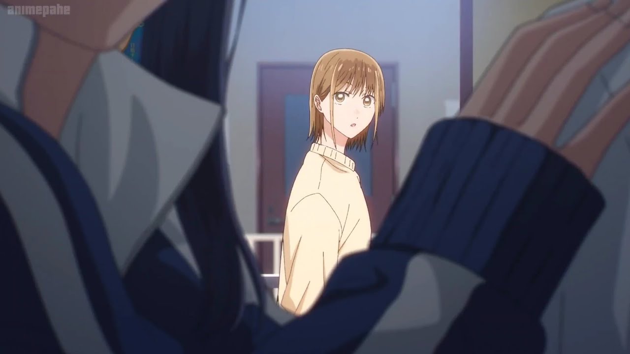 Chinatsu getting jealous that Ayame in holding onto Taiki's arm | Blue box