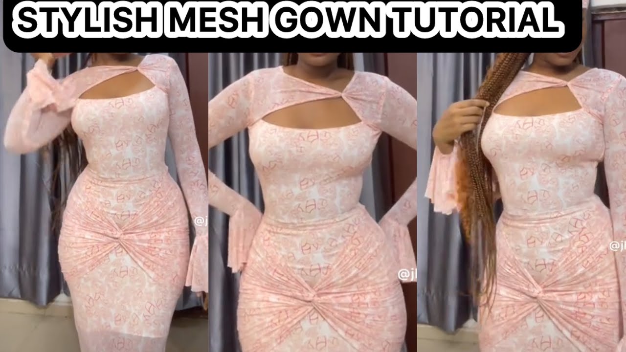 How To Sew A Mesh Gown With Asymmetric Keyhole Neckline (Tie Front Style)