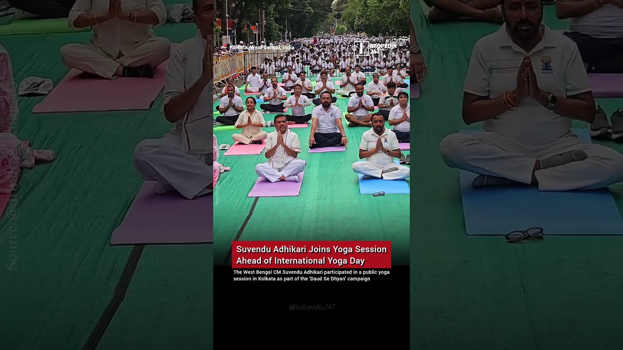 WB CM Suvendu Adhikari joins mass yoga session at Writers&rsquo; Building ahead of International Yoga Day