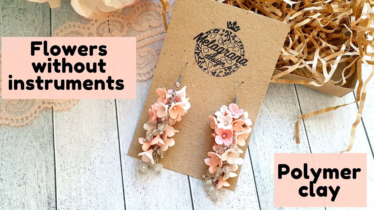 Small flowers without instruments * Polymer clay * DIY * Tutorial * Melagrana design*Flower earrings
