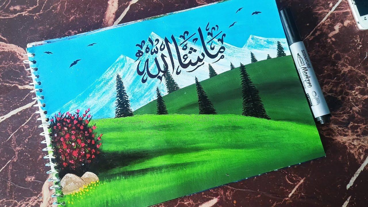 Easy Mashallah Arabic Calligraphy for Beginners Using Markers | Acrylic Painting | Islamic Art 