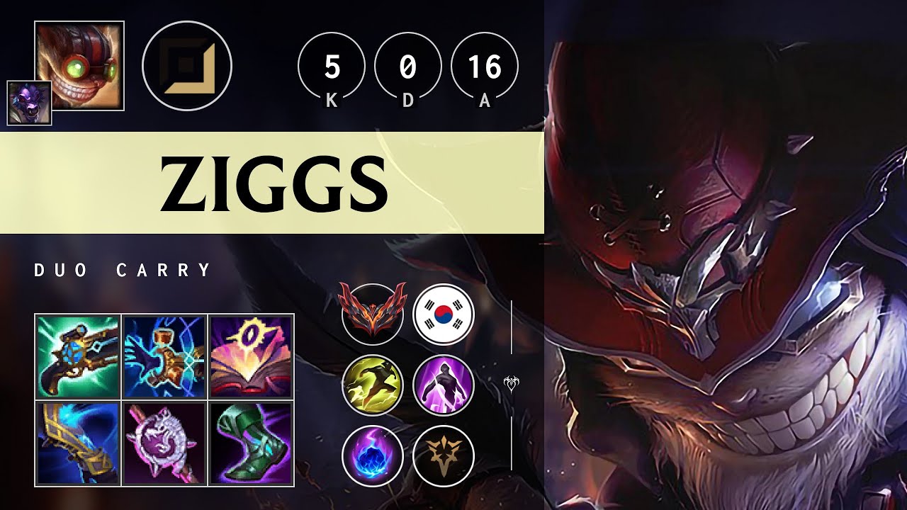 Ziggs Carry vs Kai'Sa - KR Grandmaster Patch 25.10