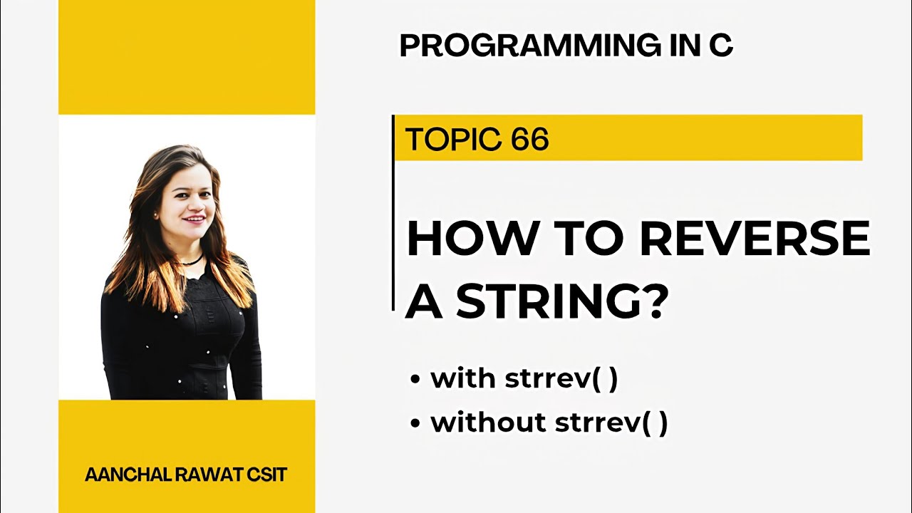 Reverse a String in C | with and without strrev function | C programming