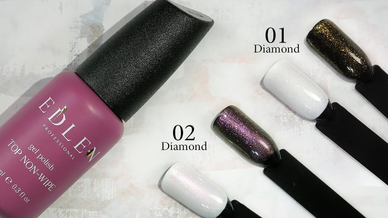 Топ для гель-лака без липкого слоя Edlen Professional Top Non Wipe Diamond, 9 мл