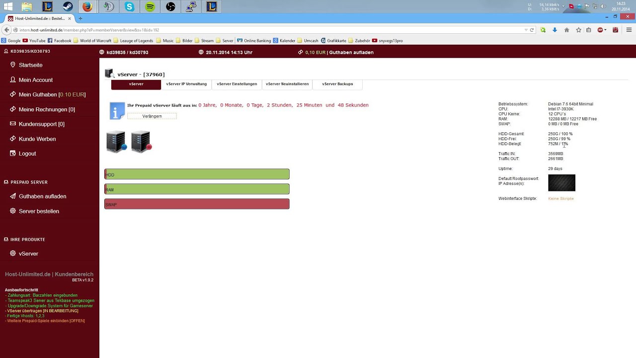 Host-Unlimited.de - vServer Webinterface