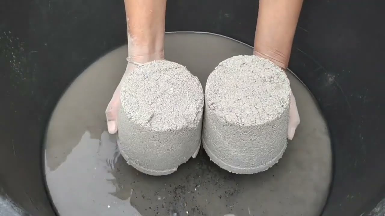 Asmr - gritty sand cement crumbling in water 💦💦