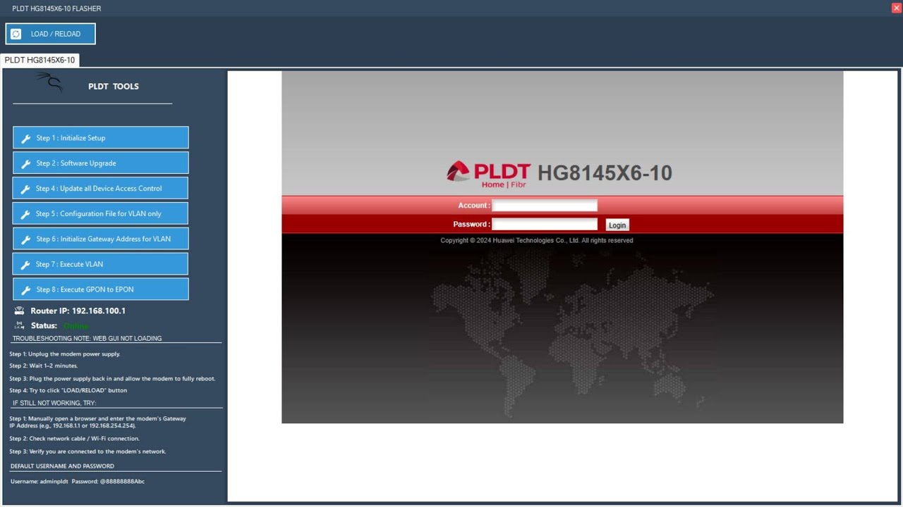 PLDT TUT HG8145X6-10 VLAN/GPON-EPON FOR WIFI5-SOFT