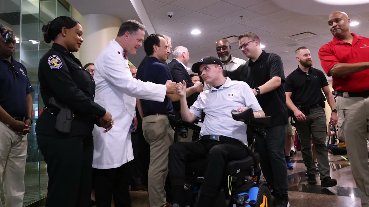 Officer Nickolas Wilt heading home after being shot in the line of duty