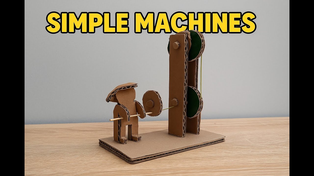 Maqueta de m&aacute;quinas simples con cart&oacute;n - poleas en acci&oacute;n