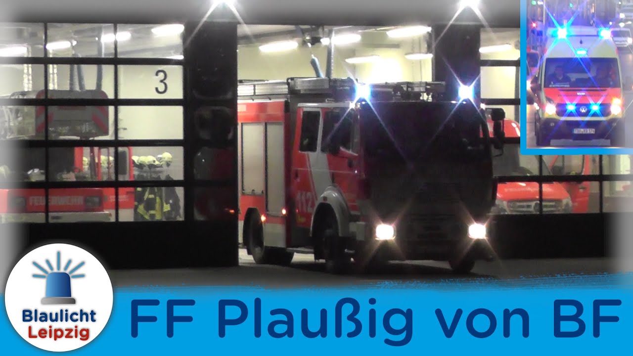 [FF von BF-Wache] HLF 16/12 Freiwillige Feuerwehr Leipzig-Plaußig und Rettungswagen (RTW) MHD Taucha