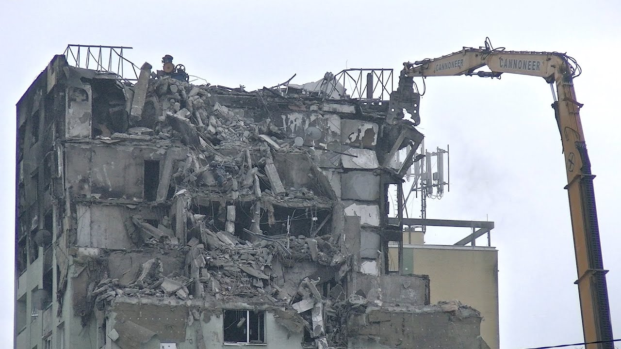 Výbuch plynu v Prešove,16 12 2019, prvý deň demolácie#4#