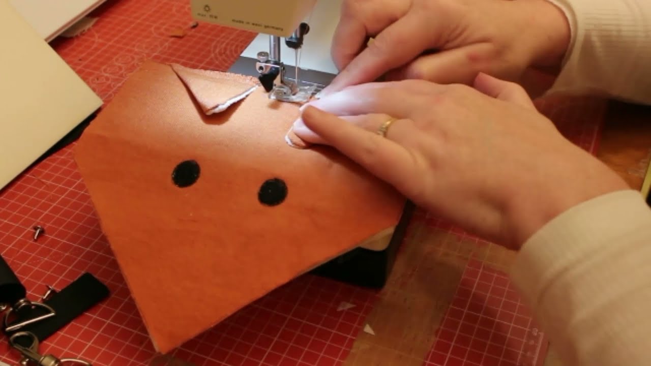 Sewing Ears for the Fun Fox Bag.