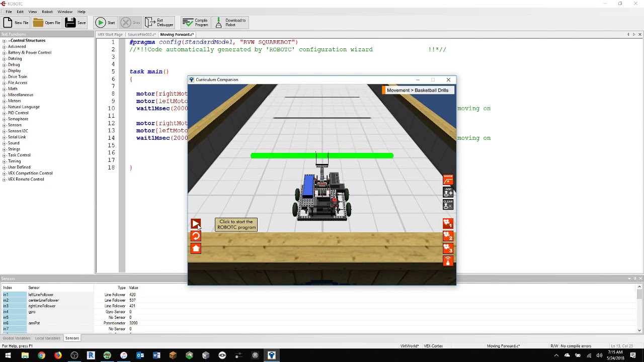 RobotC Virtual Worlds - Basketball Drills