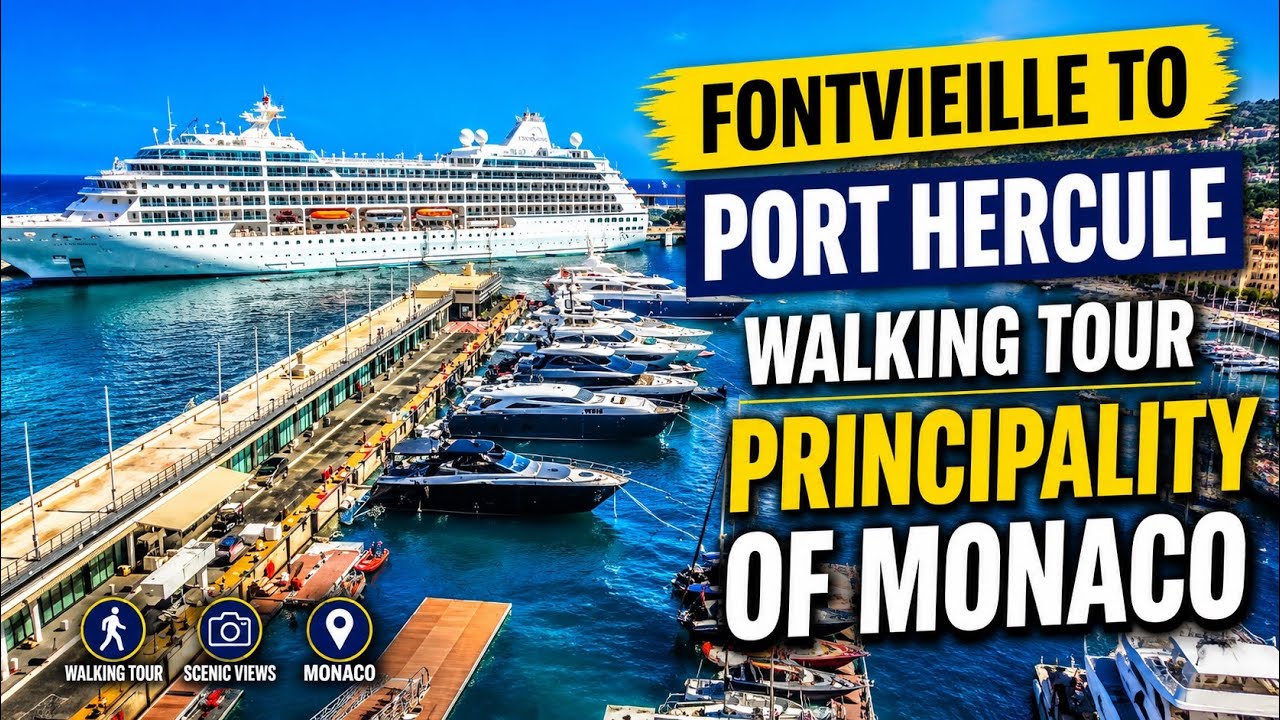 Fontvieille to Port Hercule Walking Tour, Monaco [2023, 4KUHD 10Bits]