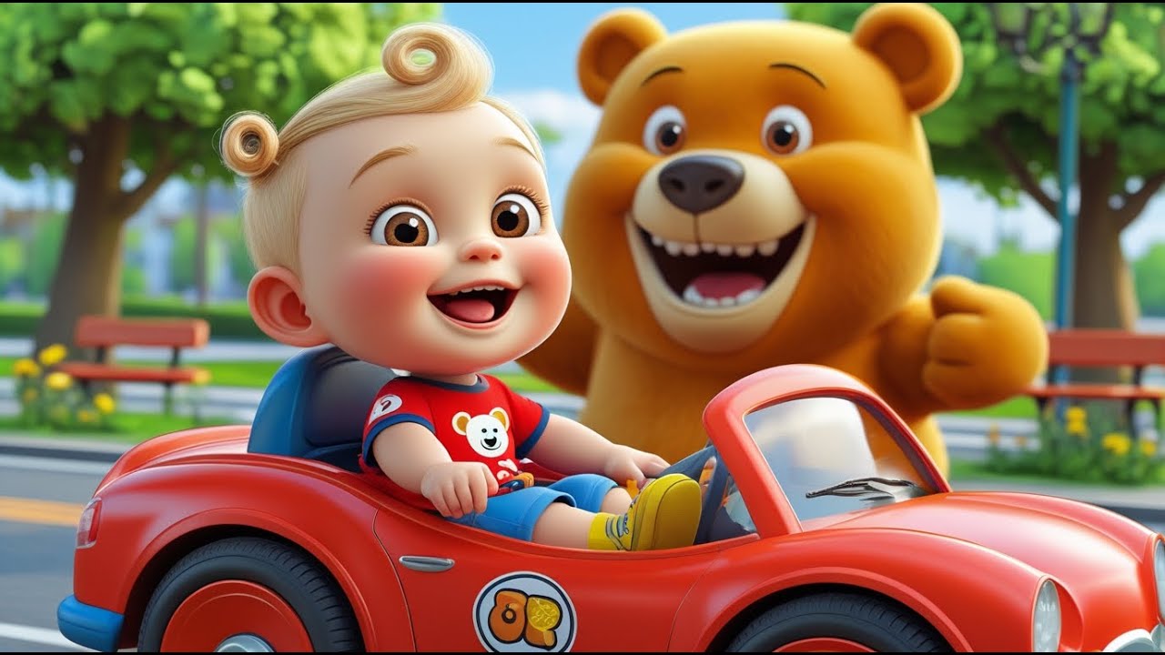 Little Bear Drives a Beep Beep Car | Fun Kids Nursery Rhyme | Playful Driving Adventure