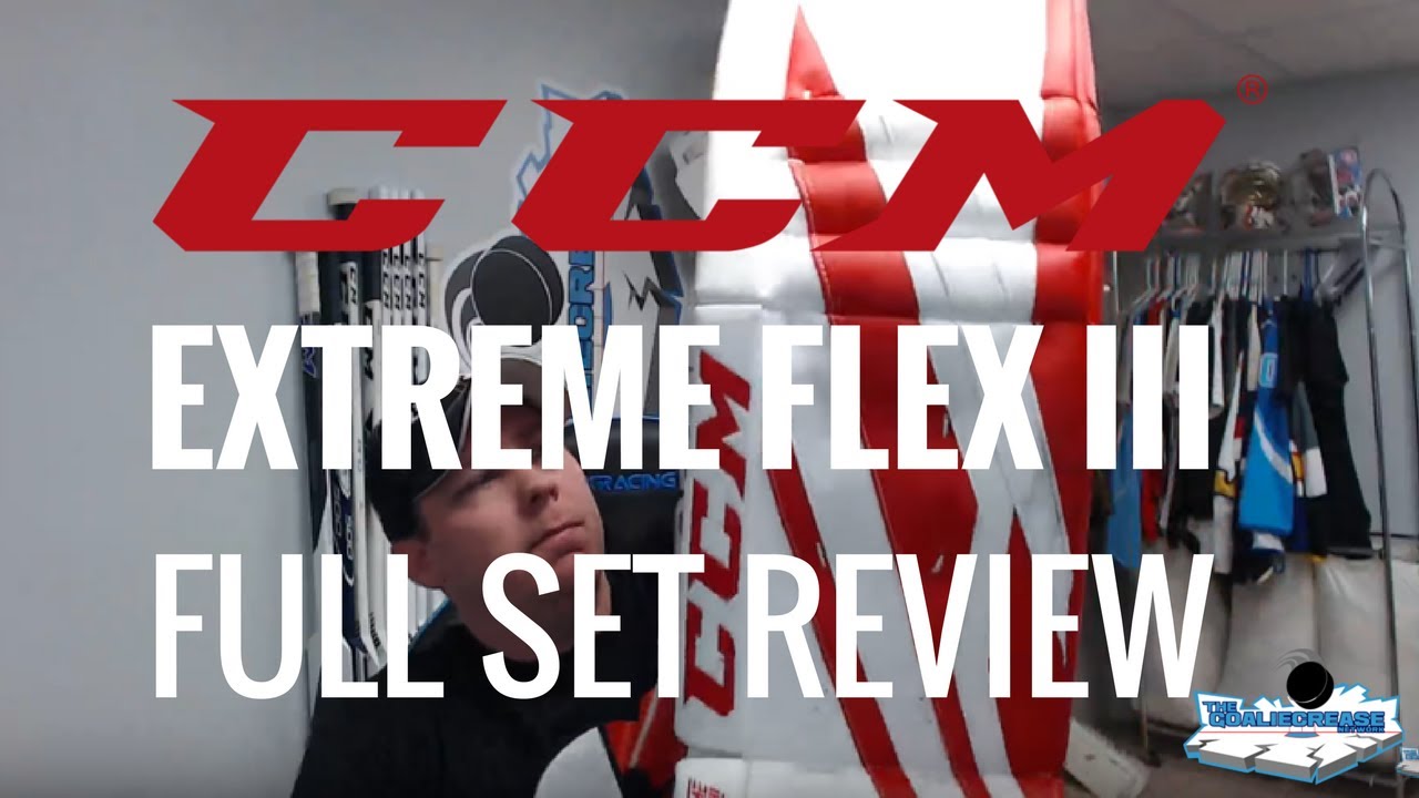 CCM Extreme Flex III Goalie Pads Review! Leg Pads, Trapper, & Blocker FULL SET!