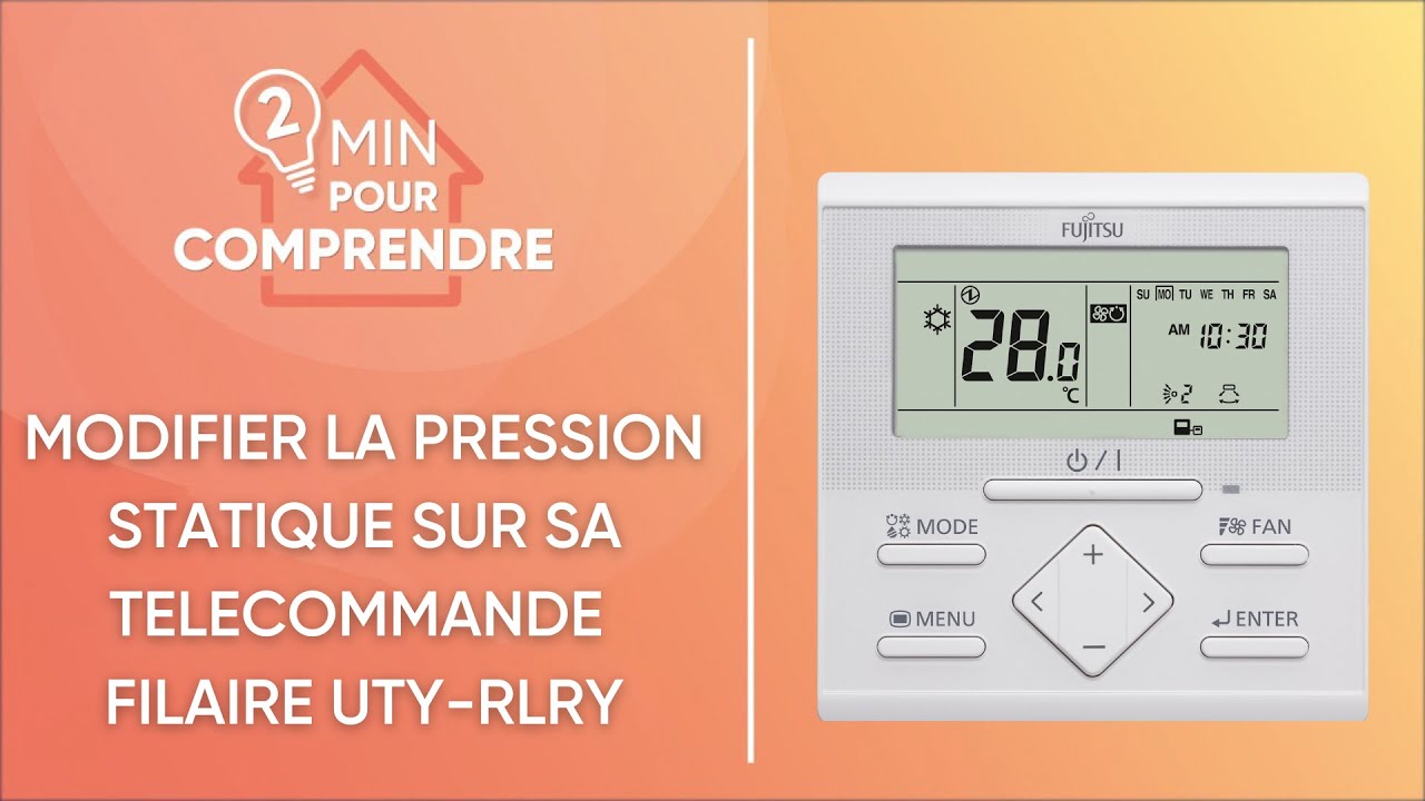 Comment augmenter la pression statique d'un gainable sur ma télécommande UTY-RLRY ?